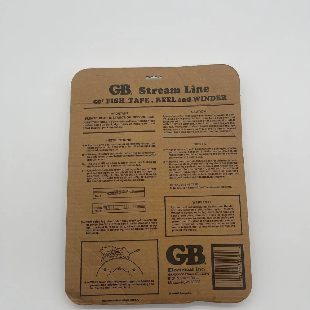 GB Stream Line 50' Steel Fish Tape FTS-50B Wire Puller New in‎ Package